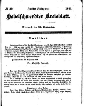 Habelschwerdter Kreisblatt vom 25.09.1844