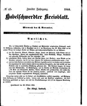 Habelschwerdter Kreisblatt on Nov 6, 1844