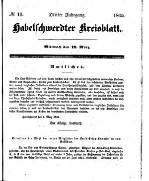 Habelschwerdter Kreisblatt vom 12.03.1845