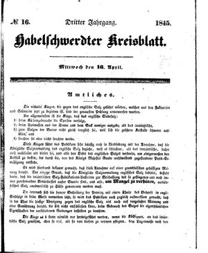 Habelschwerdter Kreisblatt vom 16.04.1845