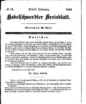 Habelschwerdter Kreisblatt vom 23.04.1845