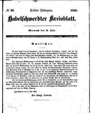 Habelschwerdter Kreisblatt vom 09.07.1845