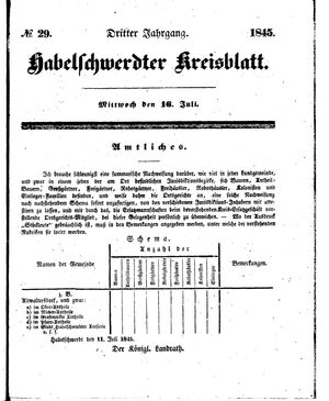 Habelschwerdter Kreisblatt vom 16.07.1845