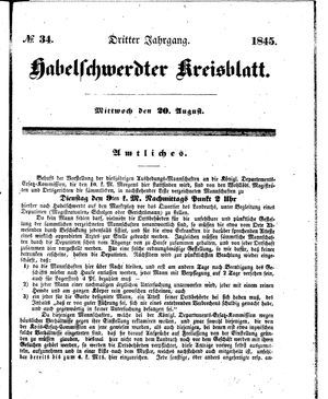 Habelschwerdter Kreisblatt vom 20.08.1845