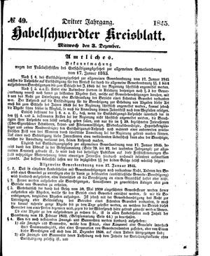 Habelschwerdter Kreisblatt on Dec 3, 1845
