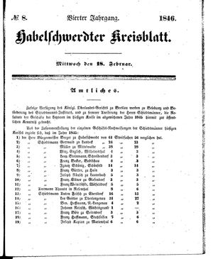 Habelschwerdter Kreisblatt vom 18.02.1846