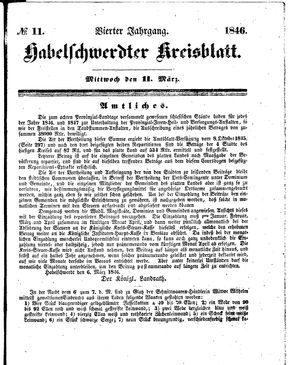 Habelschwerdter Kreisblatt vom 11.03.1846