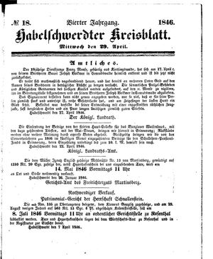 Habelschwerdter Kreisblatt vom 29.04.1846