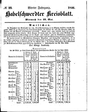 Habelschwerdter Kreisblatt vom 27.05.1846