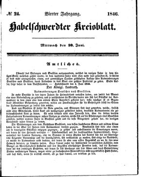 Habelschwerdter Kreisblatt vom 10.06.1846