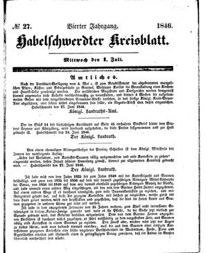 Habelschwerdter Kreisblatt vom 01.07.1846