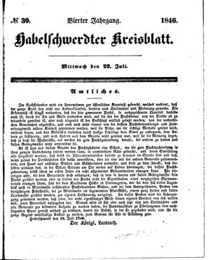 Habelschwerdter Kreisblatt vom 22.07.1846