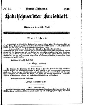 Habelschwerdter Kreisblatt vom 29.07.1846