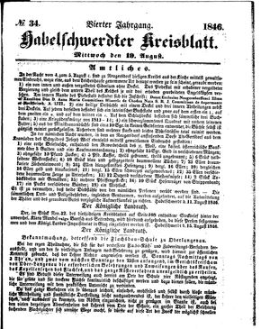 Habelschwerdter Kreisblatt vom 19.08.1846
