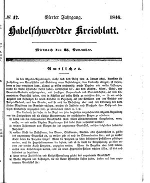 Habelschwerdter Kreisblatt on Nov 25, 1846