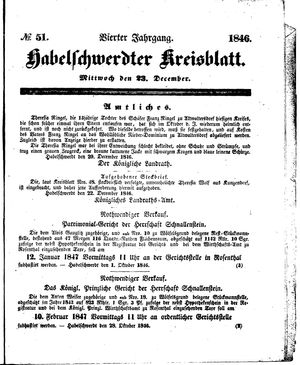 Habelschwerdter Kreisblatt vom 23.12.1846