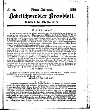 Habelschwerdter Kreisblatt vom 30.12.1846