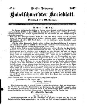Habelschwerdter Kreisblatt vom 29.01.1847