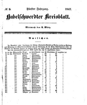 Habelschwerdter Kreisblatt vom 02.03.1847