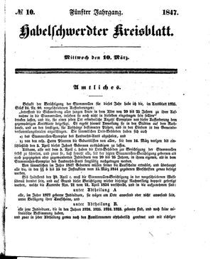 Habelschwerdter Kreisblatt vom 10.03.1847