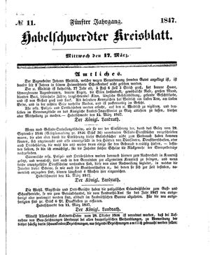 Habelschwerdter Kreisblatt vom 17.03.1847