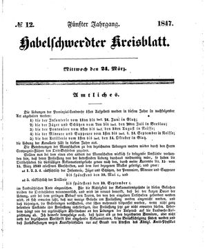 Habelschwerdter Kreisblatt vom 24.03.1847
