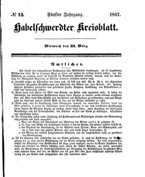 Habelschwerdter Kreisblatt vom 31.03.1847