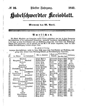 Habelschwerdter Kreisblatt vom 21.04.1847