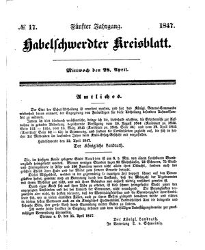 Habelschwerdter Kreisblatt vom 28.04.1847