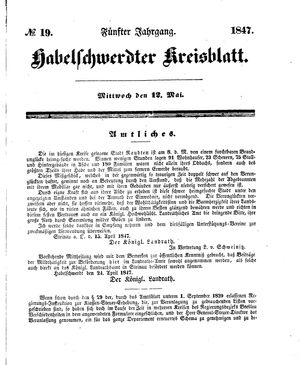 Habelschwerdter Kreisblatt vom 12.05.1847