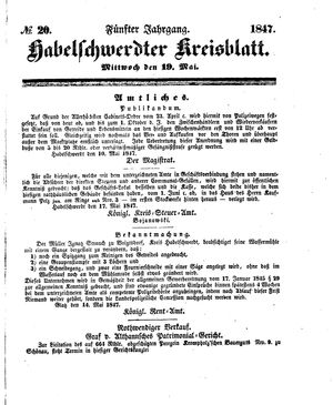 Habelschwerdter Kreisblatt vom 19.05.1847