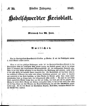 Habelschwerdter Kreisblatt vom 23.06.1847