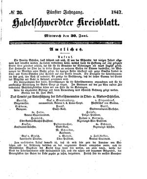 Habelschwerdter Kreisblatt vom 30.06.1847