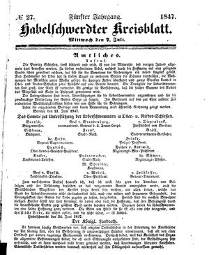 Habelschwerdter Kreisblatt vom 07.07.1847