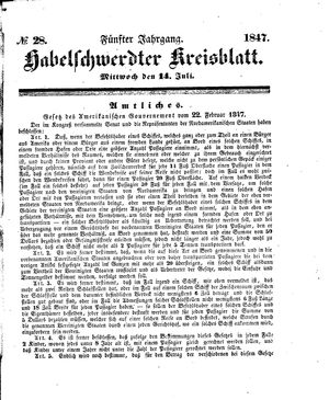 Habelschwerdter Kreisblatt vom 14.07.1847