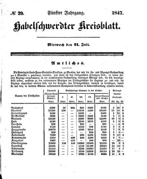 Habelschwerdter Kreisblatt vom 21.07.1847