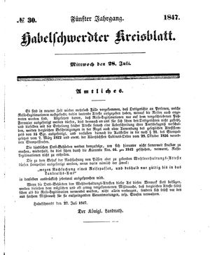 Habelschwerdter Kreisblatt vom 28.07.1847