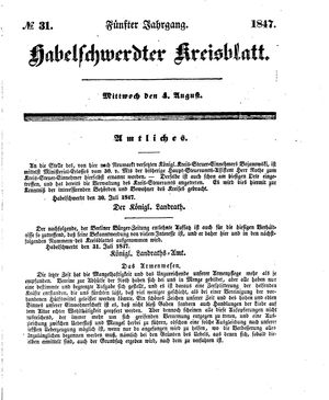 Habelschwerdter Kreisblatt vom 04.08.1847