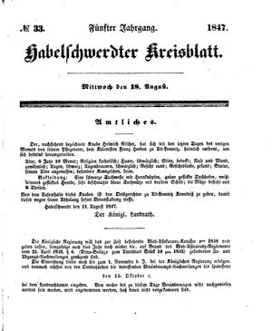 Habelschwerdter Kreisblatt vom 18.08.1847