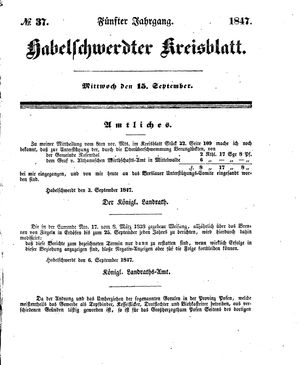 Habelschwerdter Kreisblatt on Sep 15, 1847