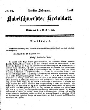 Habelschwerdter Kreisblatt on Oct 6, 1847