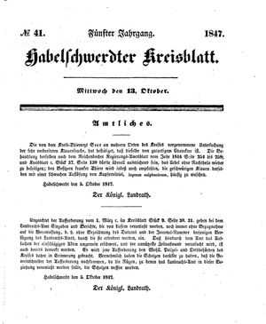 Habelschwerdter Kreisblatt vom 13.10.1847