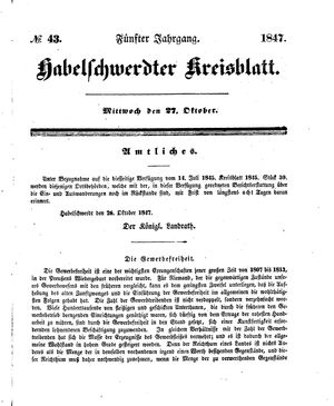 Habelschwerdter Kreisblatt vom 27.10.1847