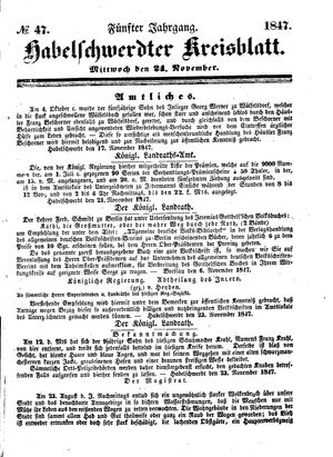 Habelschwerdter Kreisblatt vom 24.11.1847