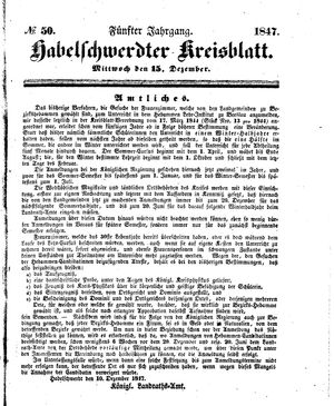 Habelschwerdter Kreisblatt vom 15.12.1847