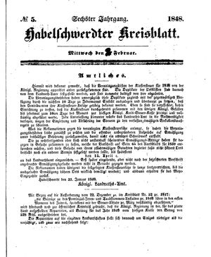 Habelschwerdter Kreisblatt on Feb 2, 1848