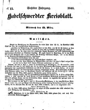 Habelschwerdter Kreisblatt vom 15.03.1848
