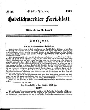 Habelschwerdter Kreisblatt vom 02.08.1848