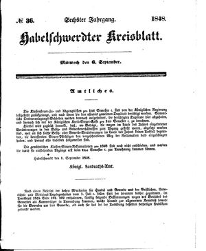 Habelschwerdter Kreisblatt on Sep 6, 1848