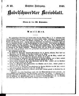 Habelschwerdter Kreisblatt on Sep 13, 1848